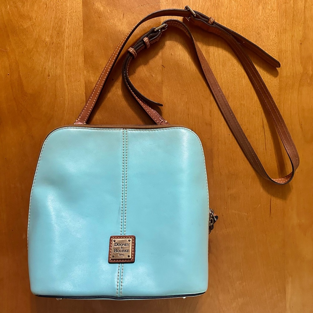 Dooney & Bourke Light Blue and Brown Crossbody Bag